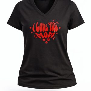 Diseño I love You mom heart red .